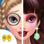 ugly to pretty fashion girl makeup dressup android application logo